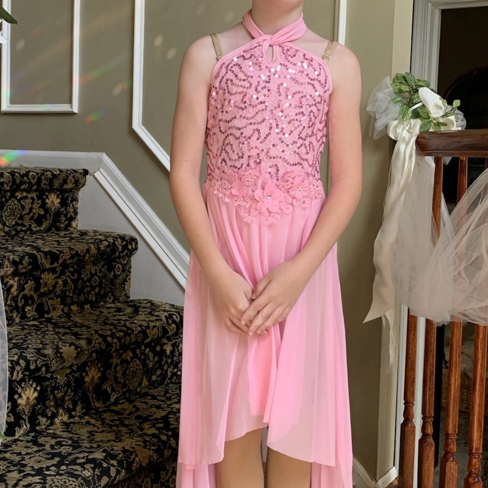 Pink Sequin Dress Kids Dance Costume